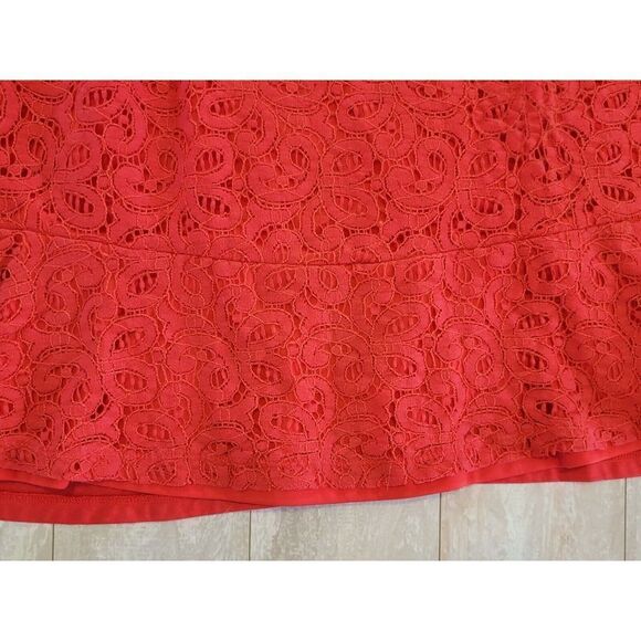 Lane Bryant 18/20 Women's Tank Top‎ Red Blouse Lace Overlay Peplum Zip Back 1X - Picture 6 of 7